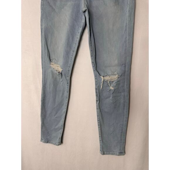 FRAME Denim Le High Skinny Crop Jeans Light Wash Distressed Stretch Holt Sz 28 - Picture 2 of 7